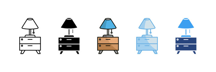 Lamp Icon Set Multiple Style Collection