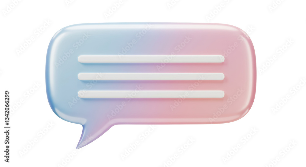 Poster isolated iridescent speech bubble with text lines