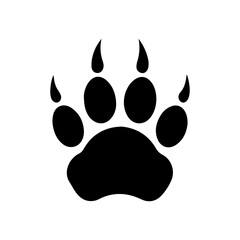 Black bear print paw silhouette icon vector flat design. Bear footprint icon.