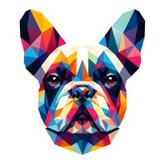 다채로운 색상의 저폴리 프렌치 불도그 머리 벡터 일러스트, jpeg (Colorful Low Poly French bulldog head Vector Illustration, jpeg)
