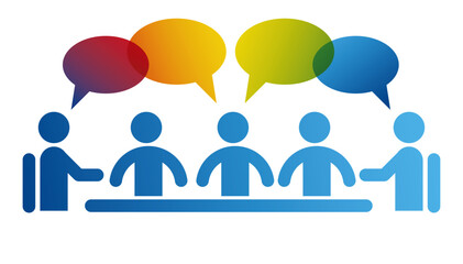 riunione, assemblea, gruppo, icone, persone, gruppo, team