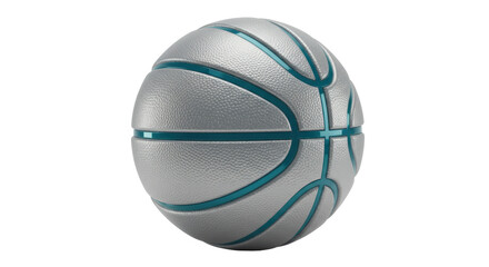 Fototapeta premium Isolated Silver Basketball with Turquoise Lines