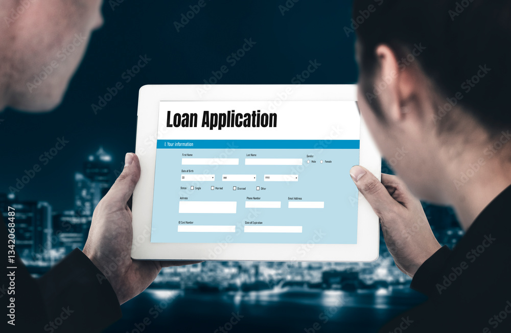 Poster online loan application form for modish digital information collection on the internet network