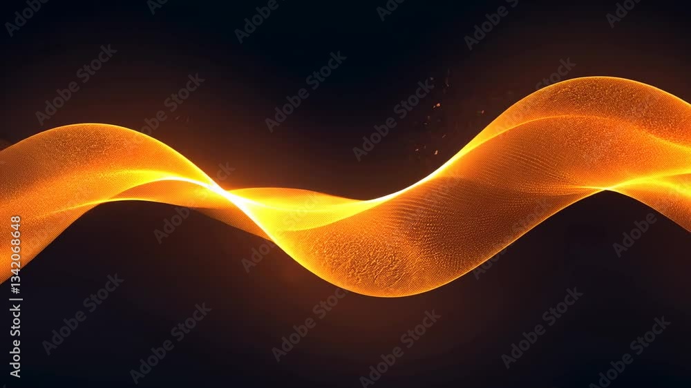 Aufkleber abstract golden light wave motion against dark background showing glowing particle effect