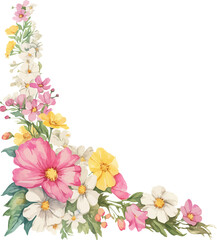 Obraz premium Foral Botanical Corner Frame Hand Drawing illustration