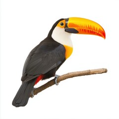 Fototapeta premium Colorful Tropical Toucan Bird Perched on a Branch with Vibrant Beak and Feathers