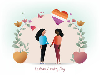 Two women holding hands celebrating lesbian visibility day