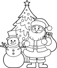 snowman and Christmas tree