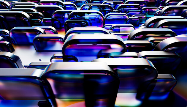 Futuristic abstract glass like shapes in vibrant colors