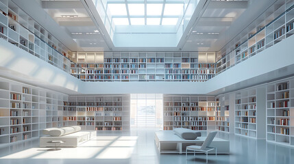 A bright library room interior 