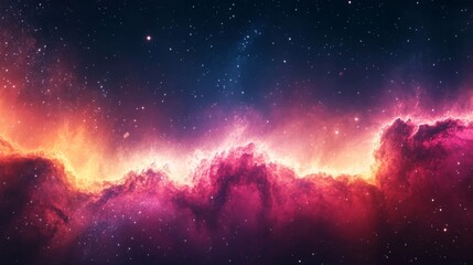 Fototapeta premium Vibrant Pink And Orange Nebula In Deep Space