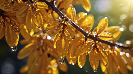 Golden Acacia Flowers in Spring Breeze