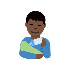 Man Feeding Baby (Dark Skin Tone)
