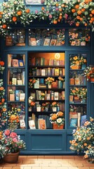 Charming vintage bookshop bursting with color and character invites readers to explore its delightful collection