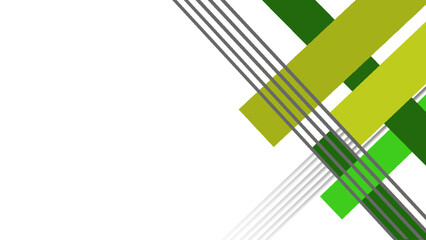 Vector green and yellow abstract geometric background with gradient rectangles and lines on white background for office design