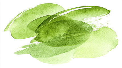 Abstract watercolor design featuring soft green brush strokes on a white background