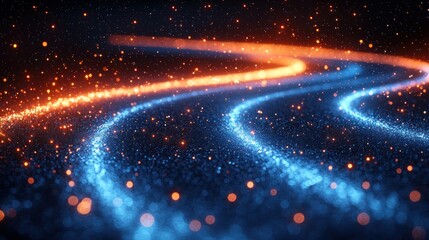 Obraz premium Glowing abstract paths flowing through a dark sparkling universe
