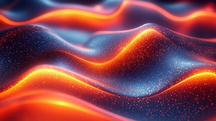 Fototapeta premium Abstract digital image showcasing glowing waves with speckled textures throughout