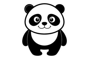 Fototapeta premium a cute panda line art silhouette vector illustration