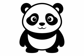 a cute panda line art silhouette vector illustration