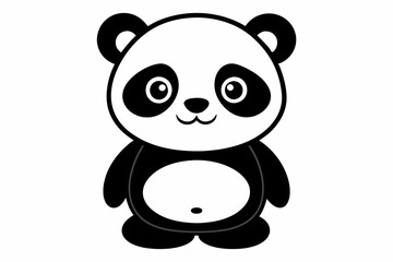 Fototapeta premium a cute panda line art silhouette vector illustration