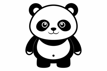 a cute panda line art silhouette vector illustration