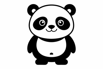 a cute panda line art silhouette vector illustration