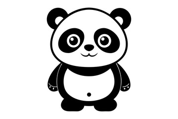 a cute panda line art silhouette vector illustration