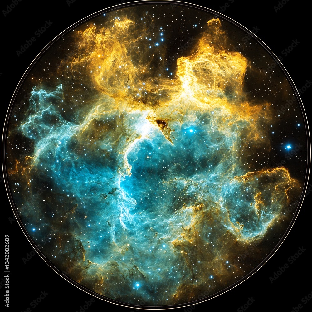 Wall mural a vibrant depiction of celestial nebulae and interstellar cosmic structures