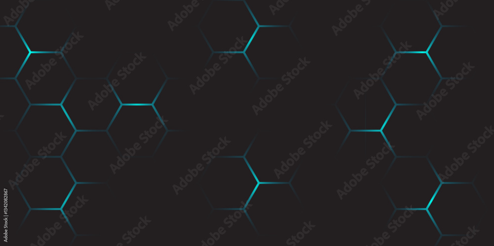 Aufkleber cyber technology-inspired hexagonal grid on black. minimalistic dark science and tech background. he