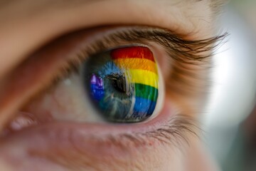 Rainbow Iris in LGBT Flag Colors Inside the Eye