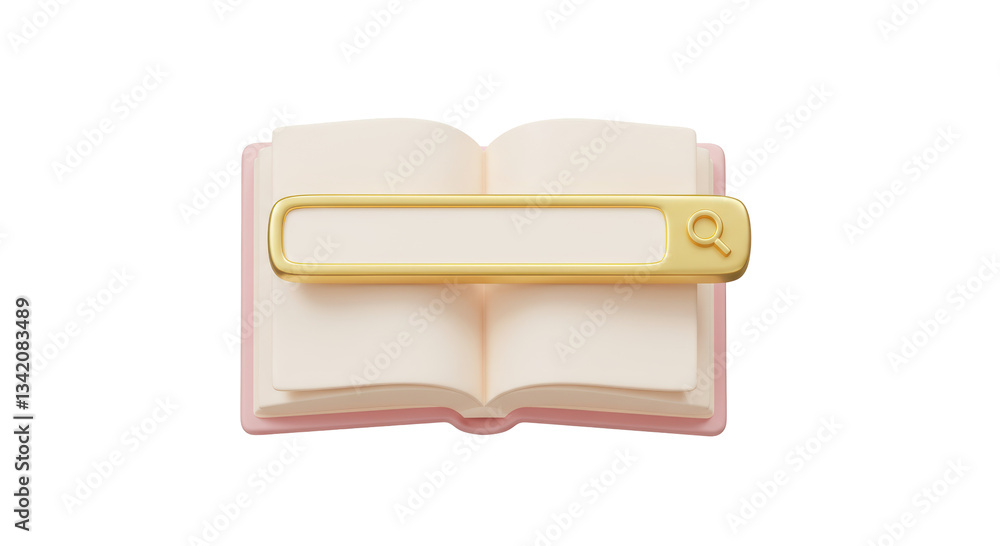 Poster isolated search bar on open book for learning and knowledge