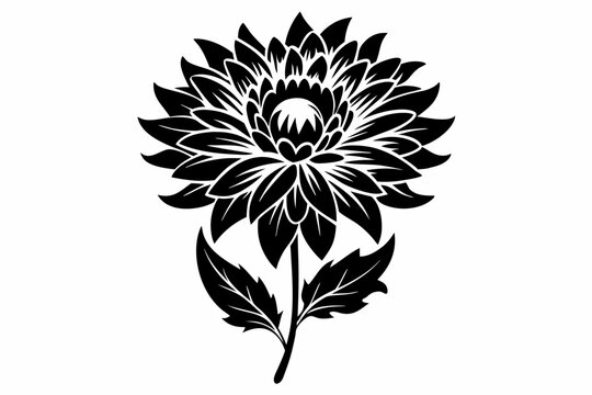 black flower stem design on white background clip art preview