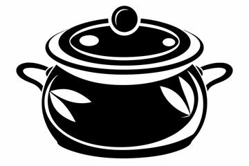 bean pot line art silhouette vector illustration