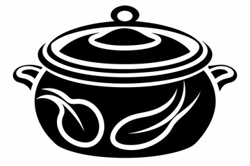 bean pot line art silhouette vector illustration