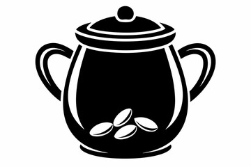 bean pot line art silhouette vector illustration