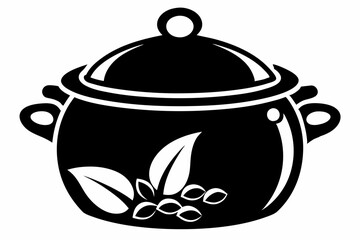 bean pot line art silhouette vector illustration