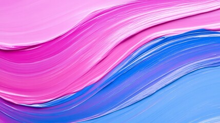 Abstract swirls of pink and blue paint blend together, creating a vibrant artistic background