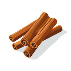 A Simple flat 2D icon cinnamon branch isolated on a transparent background, vector, flat design, animation design, simple flat 2D icon, minimalist design, clipart, illustration