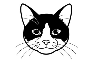 cat head line art silhouette vector illustration