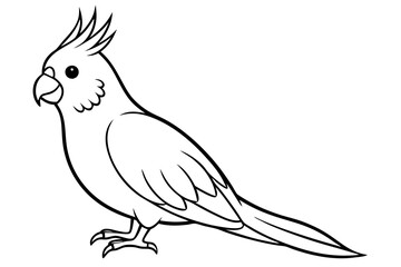 Obraz premium cockatiel line art silhouette vector illustration