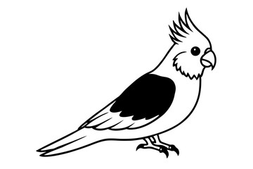 Obraz premium cockatiel line art silhouette vector illustration