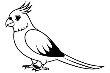 cockatiel line art silhouette vector illustration
