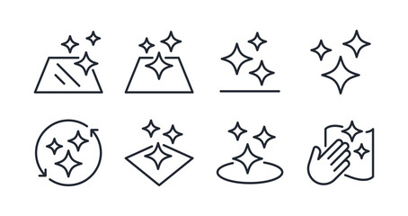 Clean surface editable stroke outline icons set isolated on white background flat vector illustration. Pixel perfect. 64 x 64.