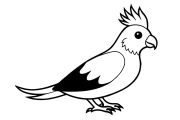 cockatiel line art silhouette vector illustration