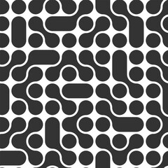 Black and white metaball Seamless pattern. Monochrome geometric flowing shapes. Modern organic fluid background. Template for textile print, wallpaper, cover, packaging modern creative design