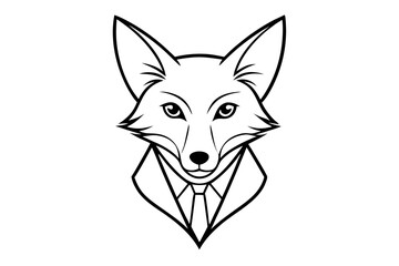 elegant fox head line art silhouette vector illustration