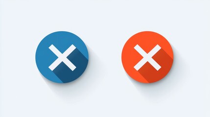 Obraz premium Tick and cross symbols in circles. These icons are used in quizzes to show right and wrong answers.