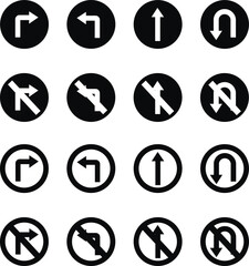 road sign icon in Flat, outline different style set isolated on transparent background