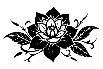 flower tattoo design line art silhouette vector illustration